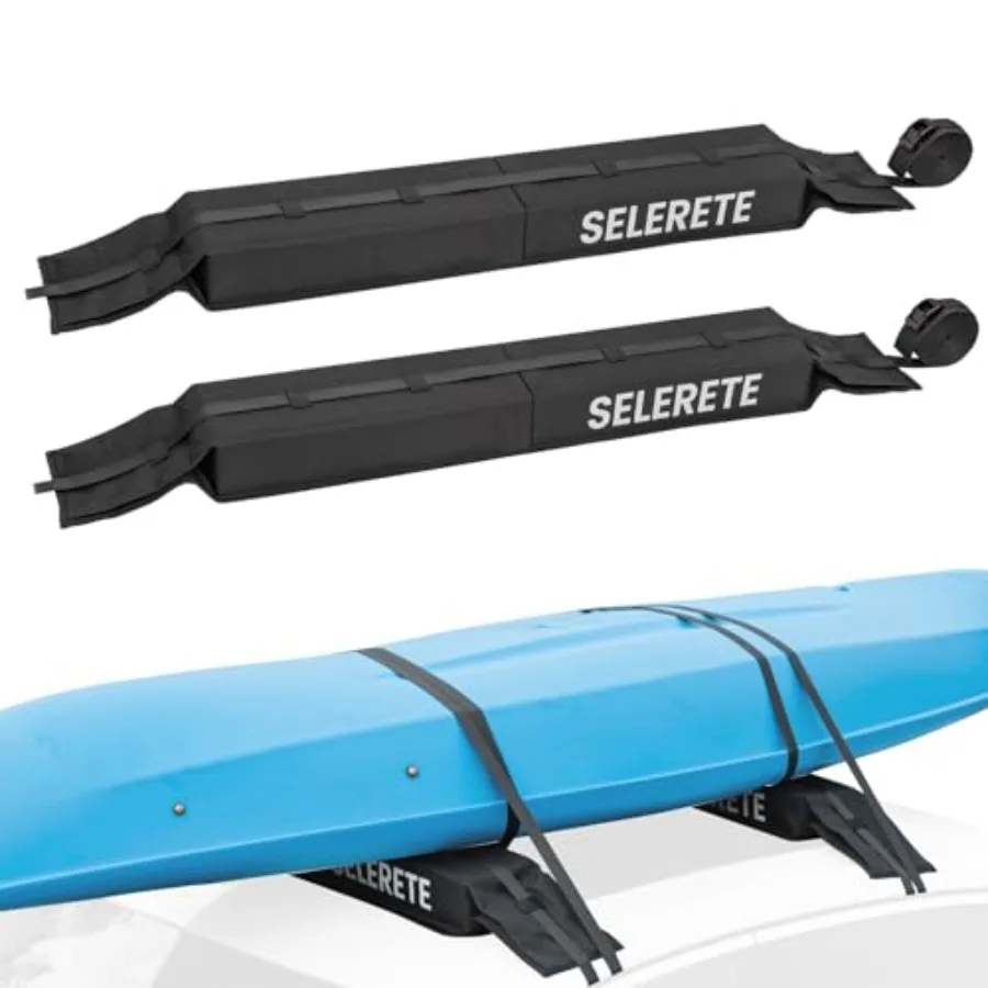 

Universal Car Soft Kayak Roof Rack Pads for Kayak Surfboard SUP with 20FT Durable Tie-Down Straps 2 Tie Down Rope 4 Quick Loop