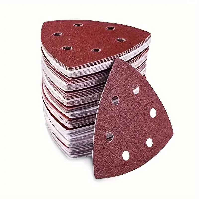 60pcs Triangular Sanding Pads for Mouse Sanders, 6-Hole Oxide Sandpaper, 60-320 Grit for Multi-Function Sander, Versatile Sandin