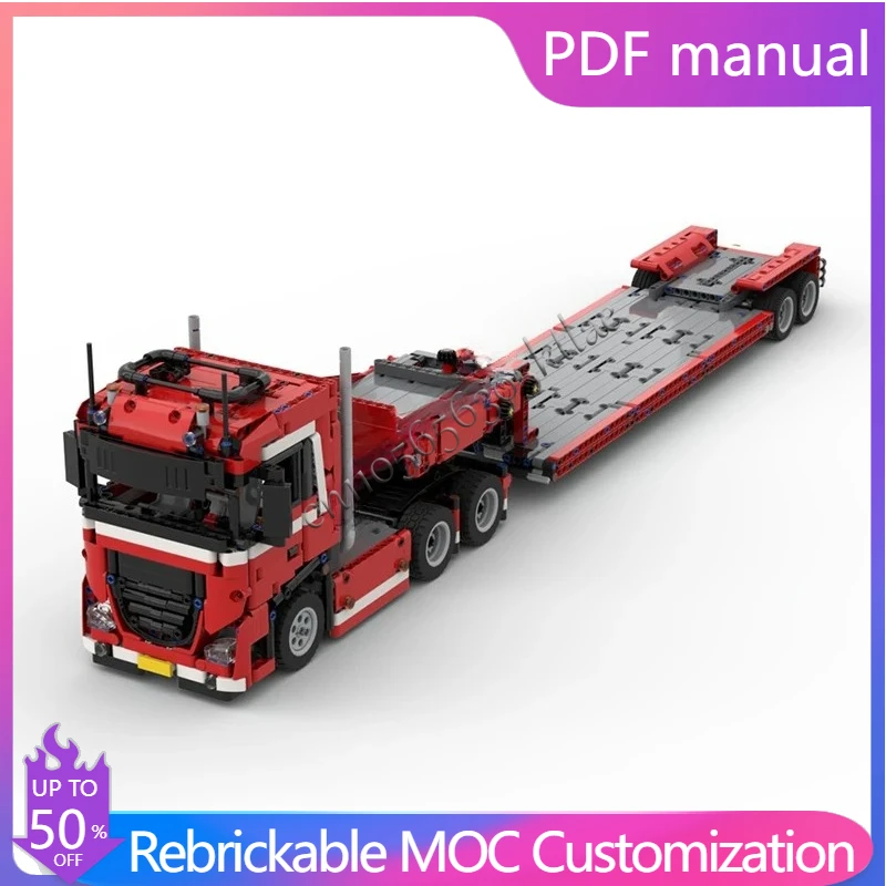 732 PCS MOC Transporter Gooseneck Trailer for DAF Technology Model Building Blocks Stacking Bricks Creative Diy Toys Kid Gifts