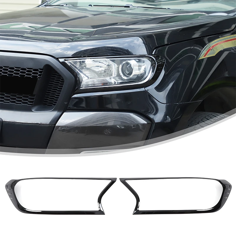 

ABS глянцевый черный автомобильный передний фонарь, накладка на фару для Ford Ranger T7 2015-2021, автомобильные внешние аксессуары