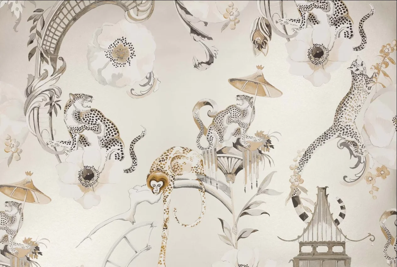 Customized Size Mural Retro Flower, Bird, Branch Wallpaper Full House Coverage Wall Small Fragmented Flowers, Animals Flat Mural