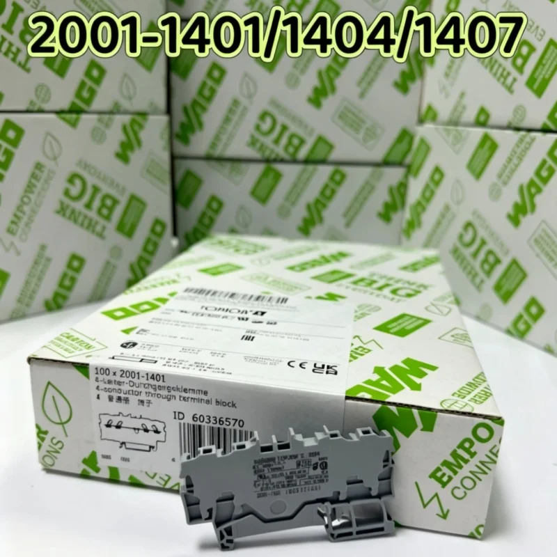 WAGO 2001‑1401 2001‑1404 2001‑1407 DIN Rail Terminal Block 1.5mm² Push‑in CAGE CLAMP 4‑conductor Rail Mount Wiring Connector