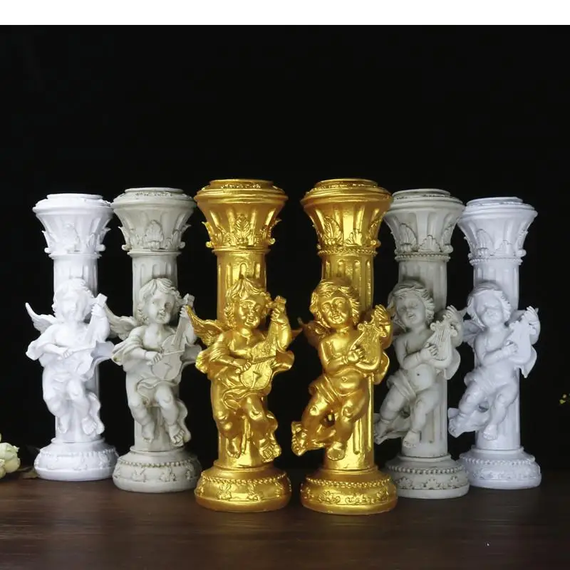 

Angel Roman Column Candlestick Resin Ornaments A Pair Desktop Decorative Crafts Pillar Two-piece Sculpture Furnishings Figurines