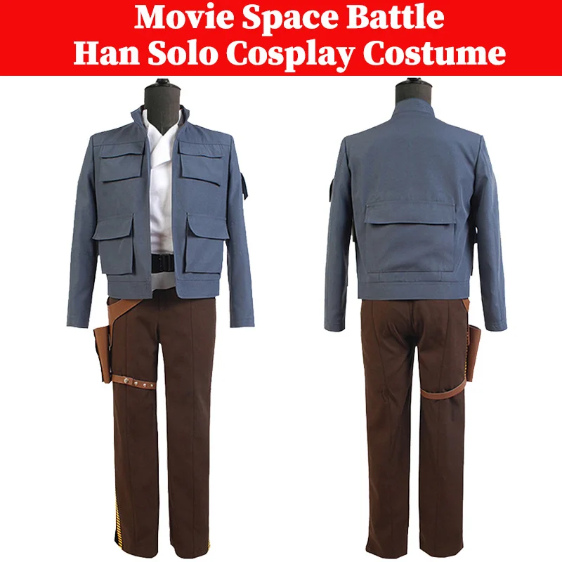 

Han Cosplay Solo Roleplay Costume Men Fantasia Coat Outfits Movie Space Battle Adult Male Holster Belt Clothing Halloween Suit