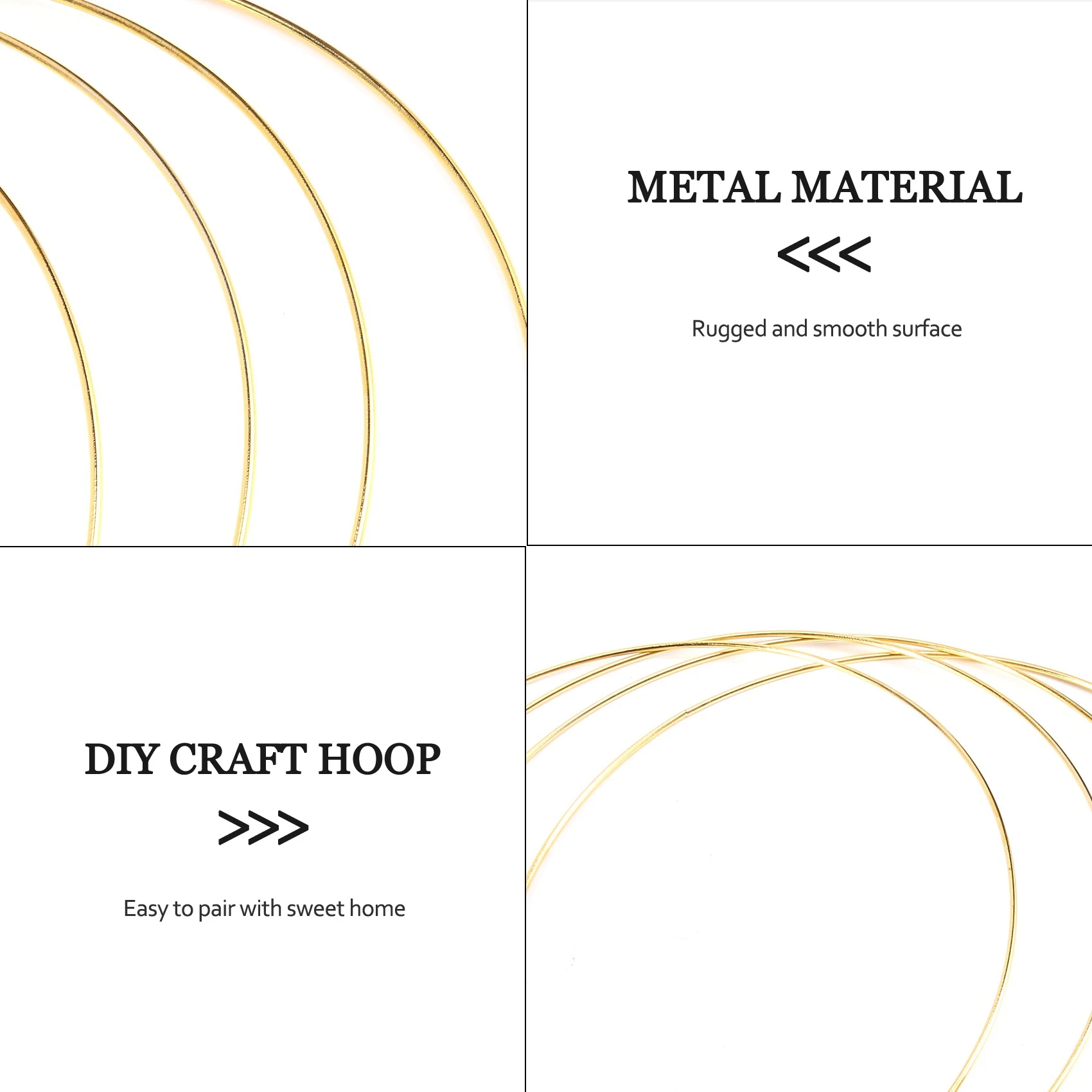 A68P-10 Pcs 30 Cm Large Metal Garland Garland Tassel Gold Craft Ring DIY Wedding Wreath Decoration, Dream Chasing And Wall Hangi