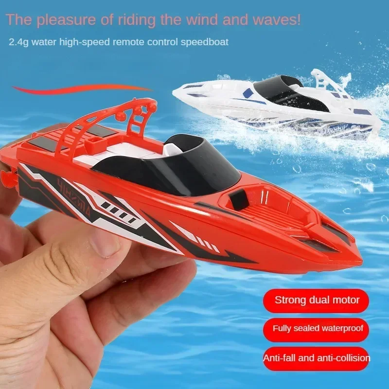 Mini barco Rc de 2,4 Ghz, Control remoto, recargable, doble Motor, barco de carreras, regalo RTR, playa, niño, niña, regalo de cumpleaños para niños