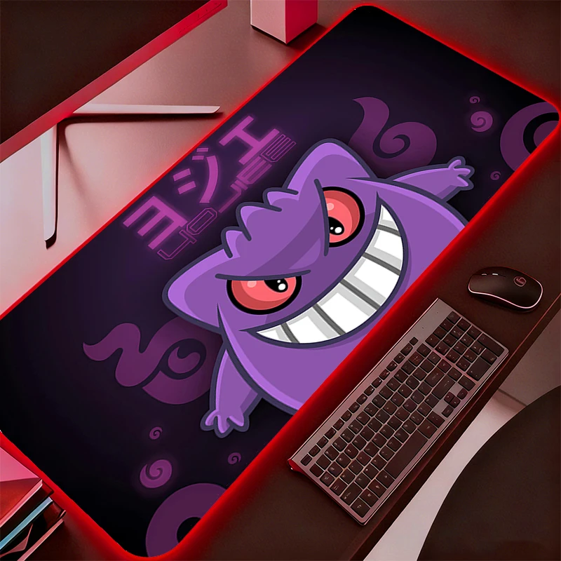 RGB Mouse Pad Pokemon Pikachu Gengar Lockedge Backlight Gaming Accessories Computer Gamer Keyboard LED Mouse Mat Desk Mousepad