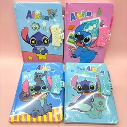 New Disney Stitch Notebook Set with Password Lock Children Cartoon Writing Book Cute Journal for Students Birthday Gifts