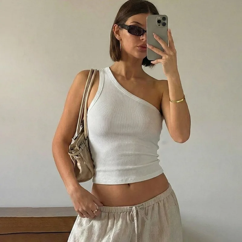 

Talenza White Sexy Crop Top Women's Summer New Backless Slim Sleeveless Solid Tops Fashion Party Hot Girl Y2K Casual Female Tees