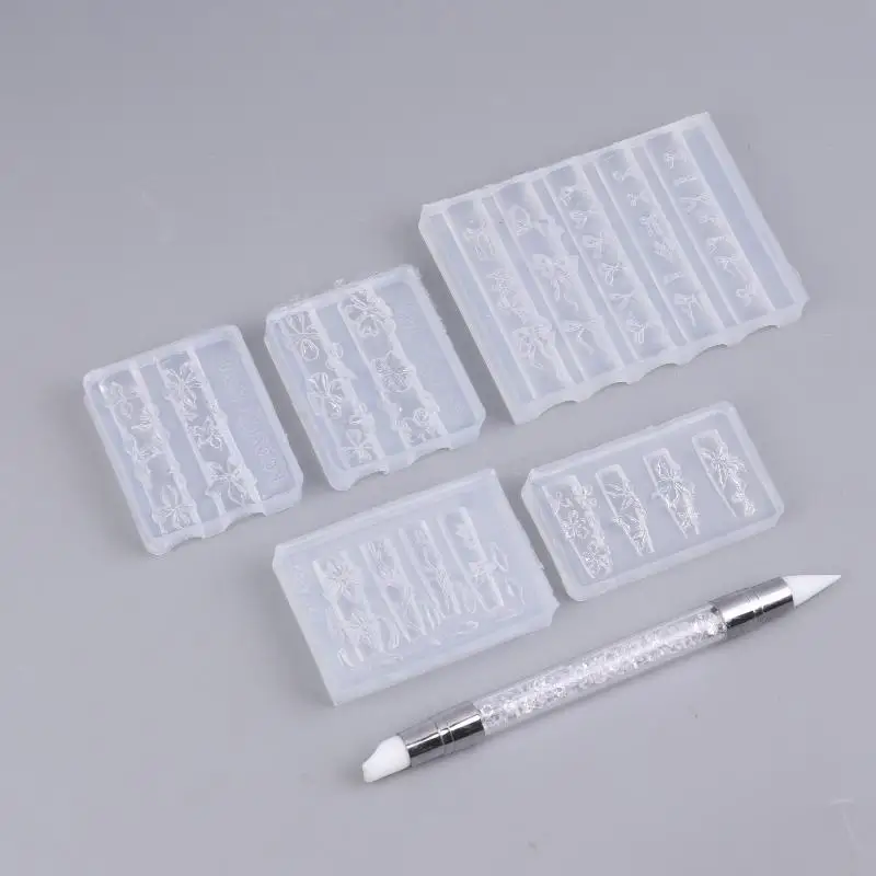 2026 New Relief Lily Flowers Nail Carving Mold 3D Silicone Hibiscus Flowers Petals Modeling Templates Clear Resin Nail Tools
