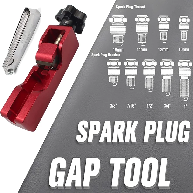 1 Set Spark Plug Gap Tool Spark Plug Pliers Compatible With Most 10Mm 12Mm 14Mm 16Mm Spark Plugs (RED+Feeler Gauge)