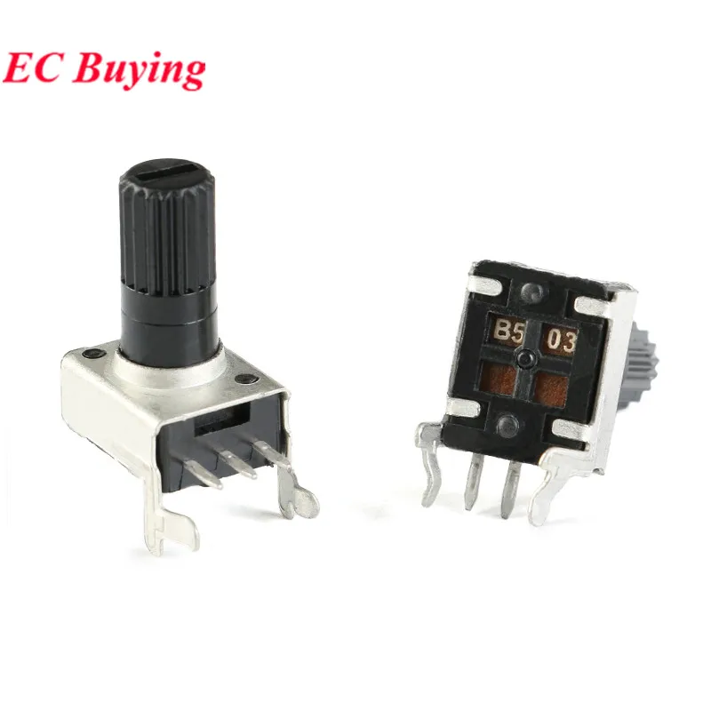 10Pcs/lot RV09 Vertical Adjustable Resistor 3Pin Seal Potentiometer RV0931 1K 5K 10K 20K 50K 100K Ohm WH09 0931 Knob Cap B504