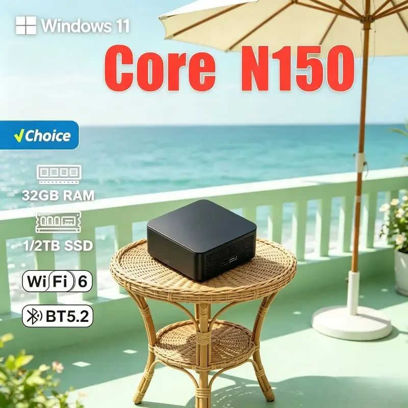 

Space-saving Mini PC Core N150, 16GB SSD,Win11, WiFi6 and 4K,Small Size with Full Functions, Ideal Equipment for Modern Home Use
