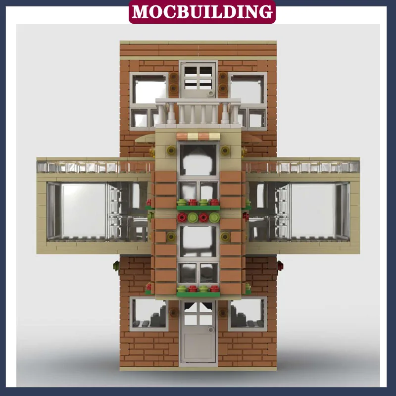 MOC City Street View Crossor House Building Model Building Block Assembly Collection لعبة الهدايا