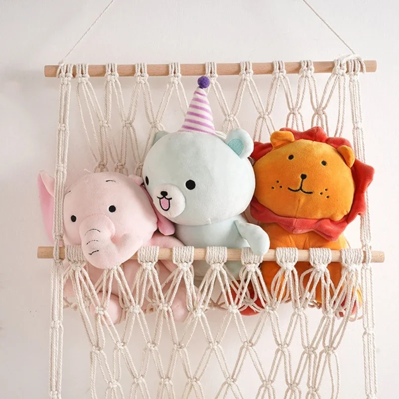 

Handwoven Cotton Rope Hanging Shelf Storage Holder Household Accessory for Children Girl Boys Window Wall Collection