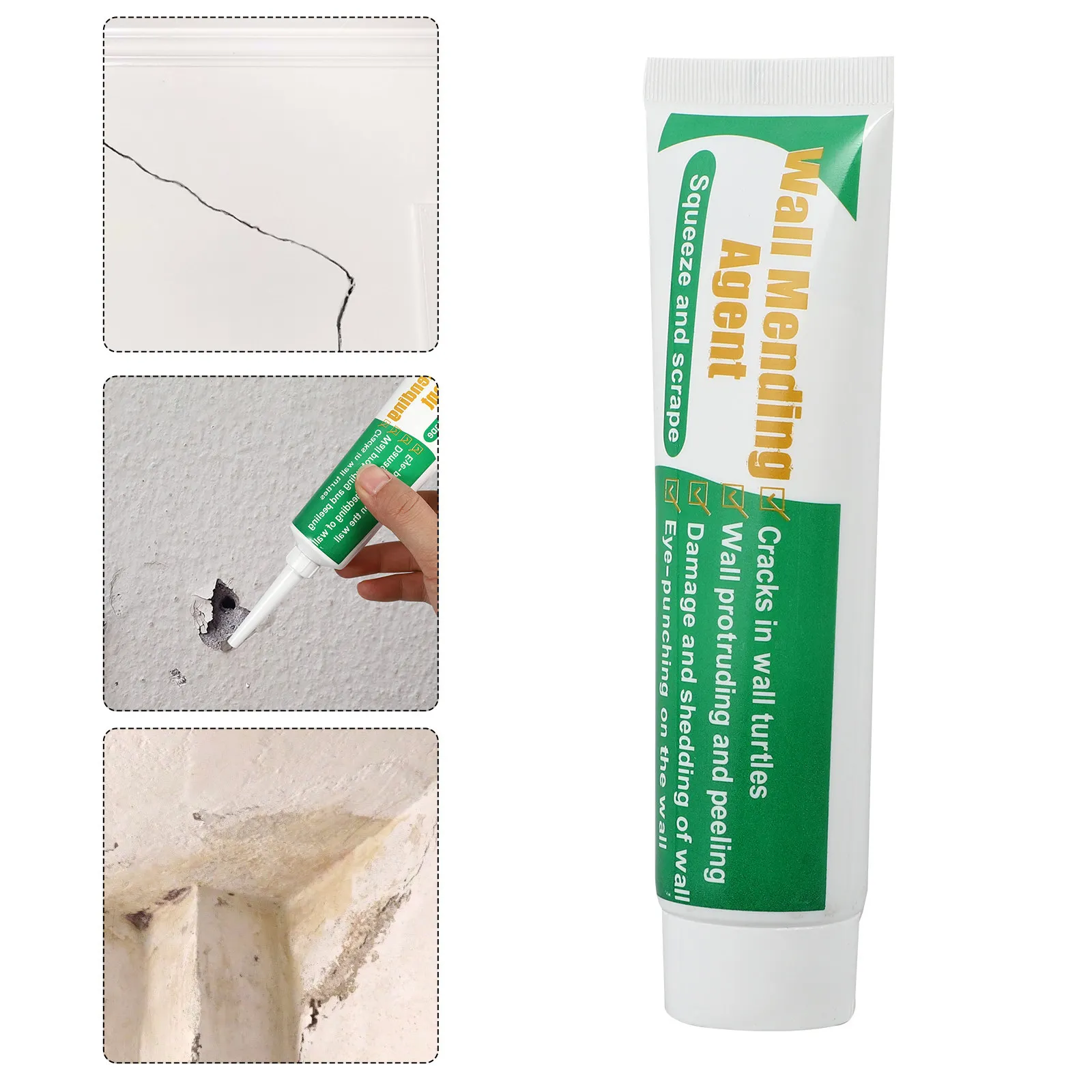 2Sets Wall Mending Agent Easy Apply Waterproof Plaster Paste for Wall Cracks Peeling Surfaces Drill Holes Graffiti Removal Home