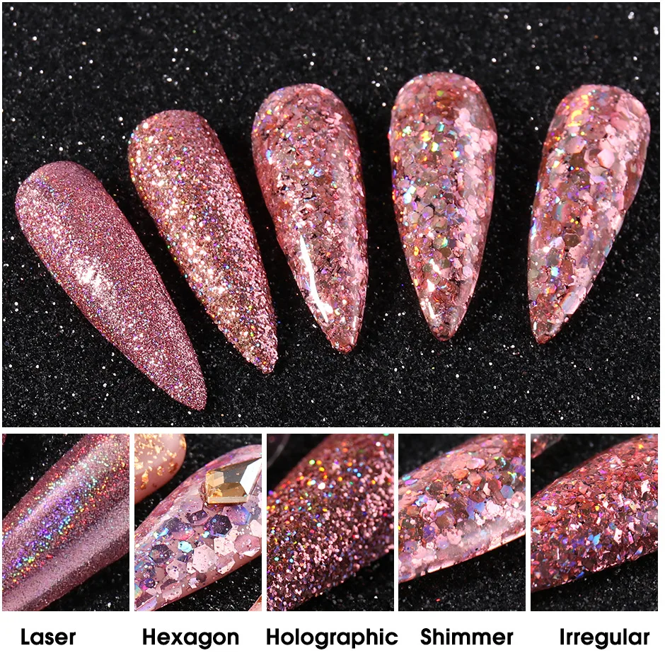 12 Color Gold Foils Gorgeous Nails Glitter Random Aluminum Flakes Paillette Chip Nail Design Shinny Sparkles Nail Art Decoration