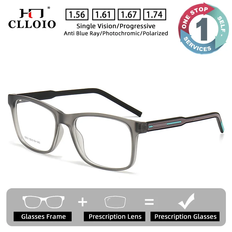 CLLOIO Classic Casual Style Versatile Prescription Glasses Blue Light Blocking Myopia Glasses TR90 Progressive Reading Eyewear