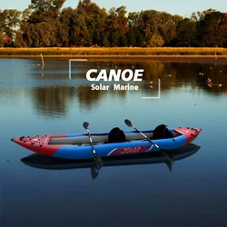 Solar Marine 2 Person Tandem Inflatable Fishing Kayak Includes Aluminum Paddles Pump and Air Mat Floor
