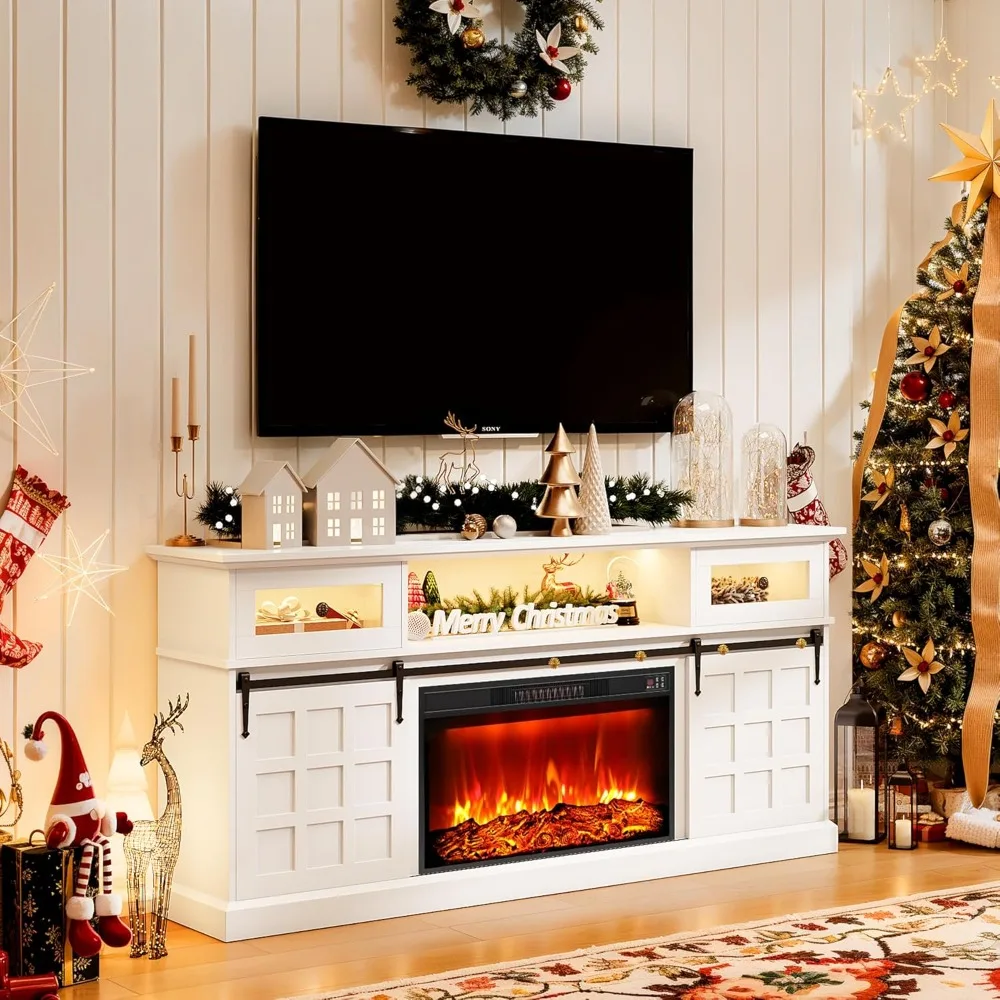 

Тумба под телевизор для 80-дюймовых телевизоров с розетками и светодиодной подсветкой, деревенский медиа-консоль с откидными ящиками, на заказ