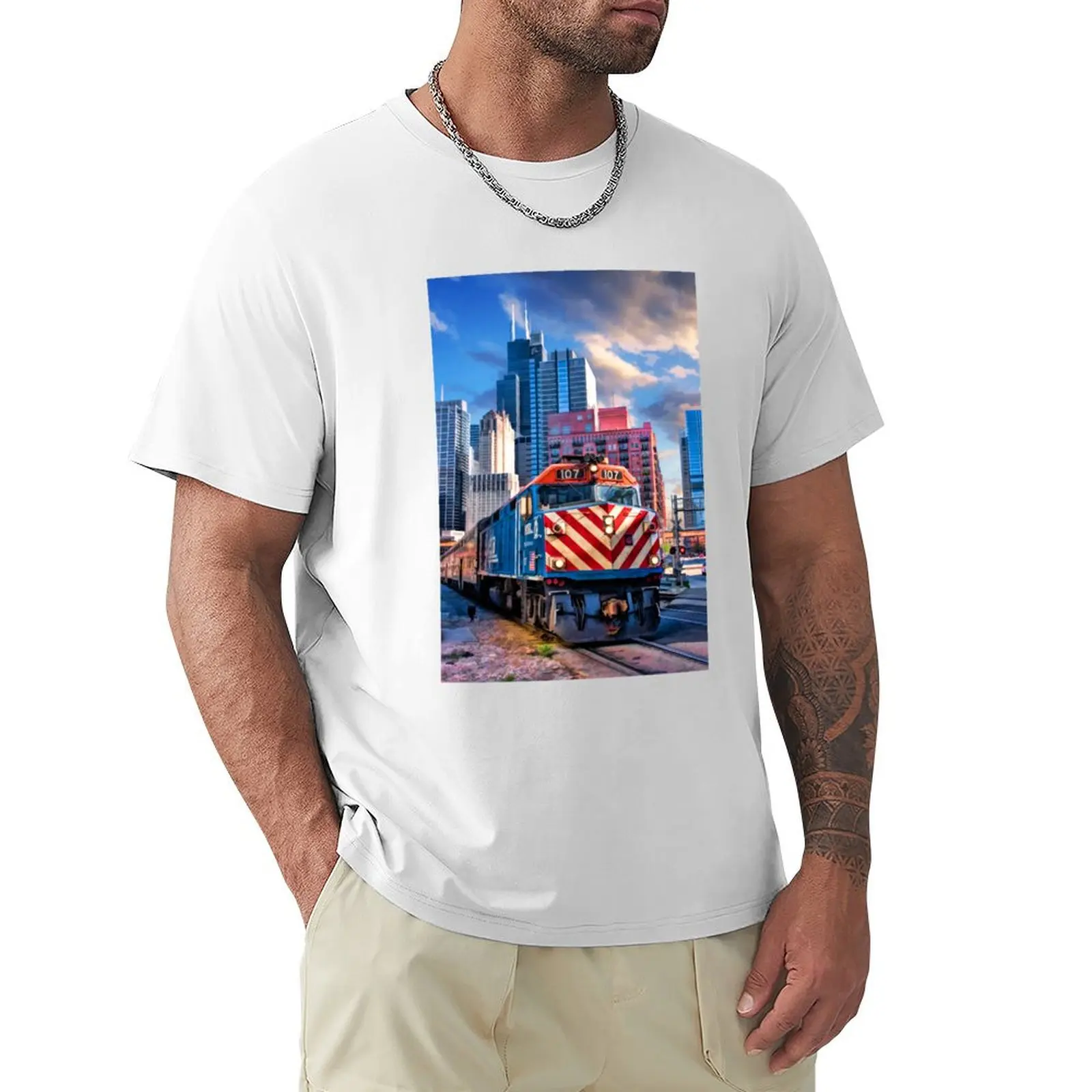 

Chicago Metra Train Downtown T-shirt blanks quick-drying aesthetic clothes anime clothes oversized t shirts for men