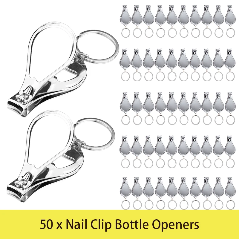 

50Pcs 3 in 1 Multifunction Nail Clipper with Keys Ring Bottle Opener Manicure Tools