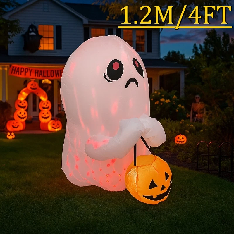 

1.2M/4FT Holiday Lighting Halloween Inflatable Toys Ghost Colorful Lights Inflatable Model Outdoor Ornament Party Garden Decor