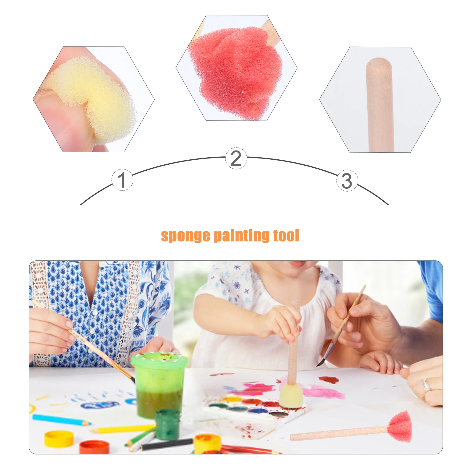 

10Pcs Round Paint Sponge Brushes Mini DIY Painting Tools for Kids Preschool Kindergarten Drawing Sponge Brush Art Creativity