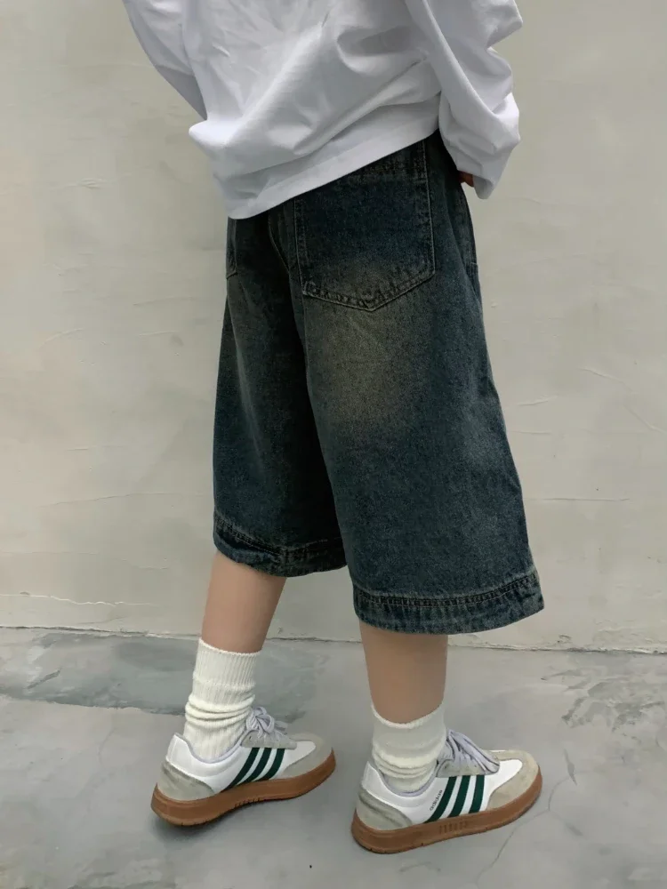 

2000s Y2k Vintage Baggy Trousers Women Retro Wide Leg Jeans Pants Korean Streetwear Casual Oversize Washed Denim Shorts Summer