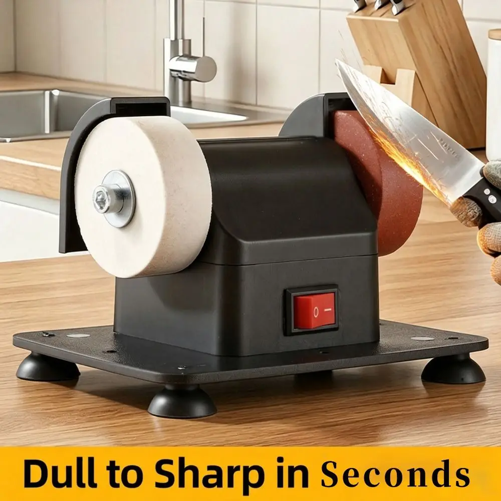 Adjustable Speed Mini Bench Grinder Abrasive Wheels Compact Desktop Grinding Machine Suction Cup Base Electric Grinder for Home