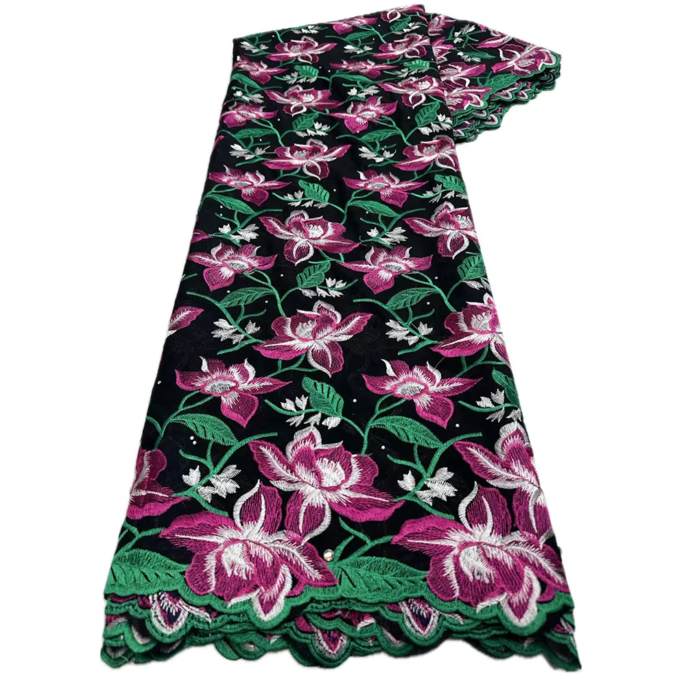 

5 yard high-quality Swiss lace fabric Dry lace embroidery African 100% cotton fabrics Swiss voile lace Dubai style