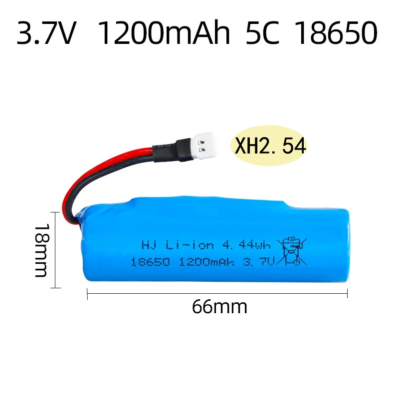 Bateria de lítio recarregável para brinquedos RC, helicóptero, aviões, carro, tanque, arma, caminhão, motocicletas, 18650, 3.7V, 1200mAh