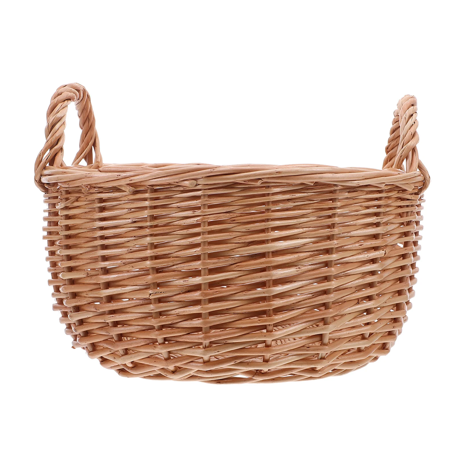 

Round Willow Bread Basket 10.6 Handwoven Wicker Bread Roll Serving Tray Rustic Farmhouse Countertop Fruit Basket