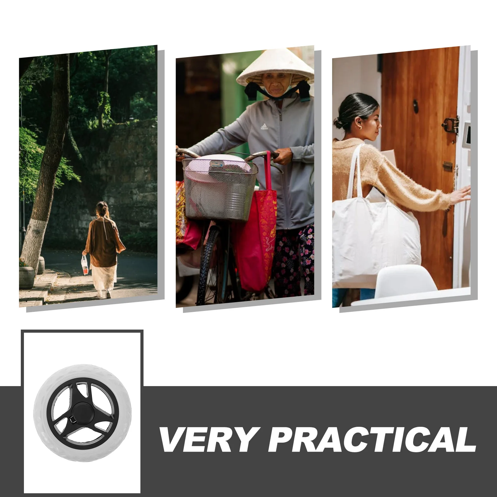 

2pcs 17Cm/6.68" Shopping Trolley Cart Wheels Heavy Duty Replacement Lightweight Foldable Utility Cart Wheel For Grocery Laundry