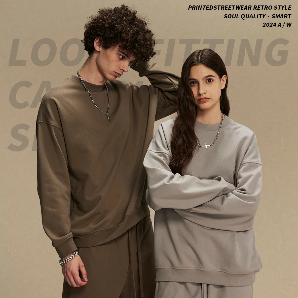 

Весенне-осенний новый 430 г тяжелый махровый свитер с круглым вырезом, американский модный брендовый однотонный пустой мужской свитер, базовая модель