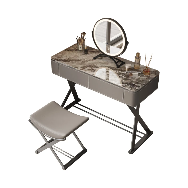 Dark gray dressing table, desk, integrated rock panel tabletop