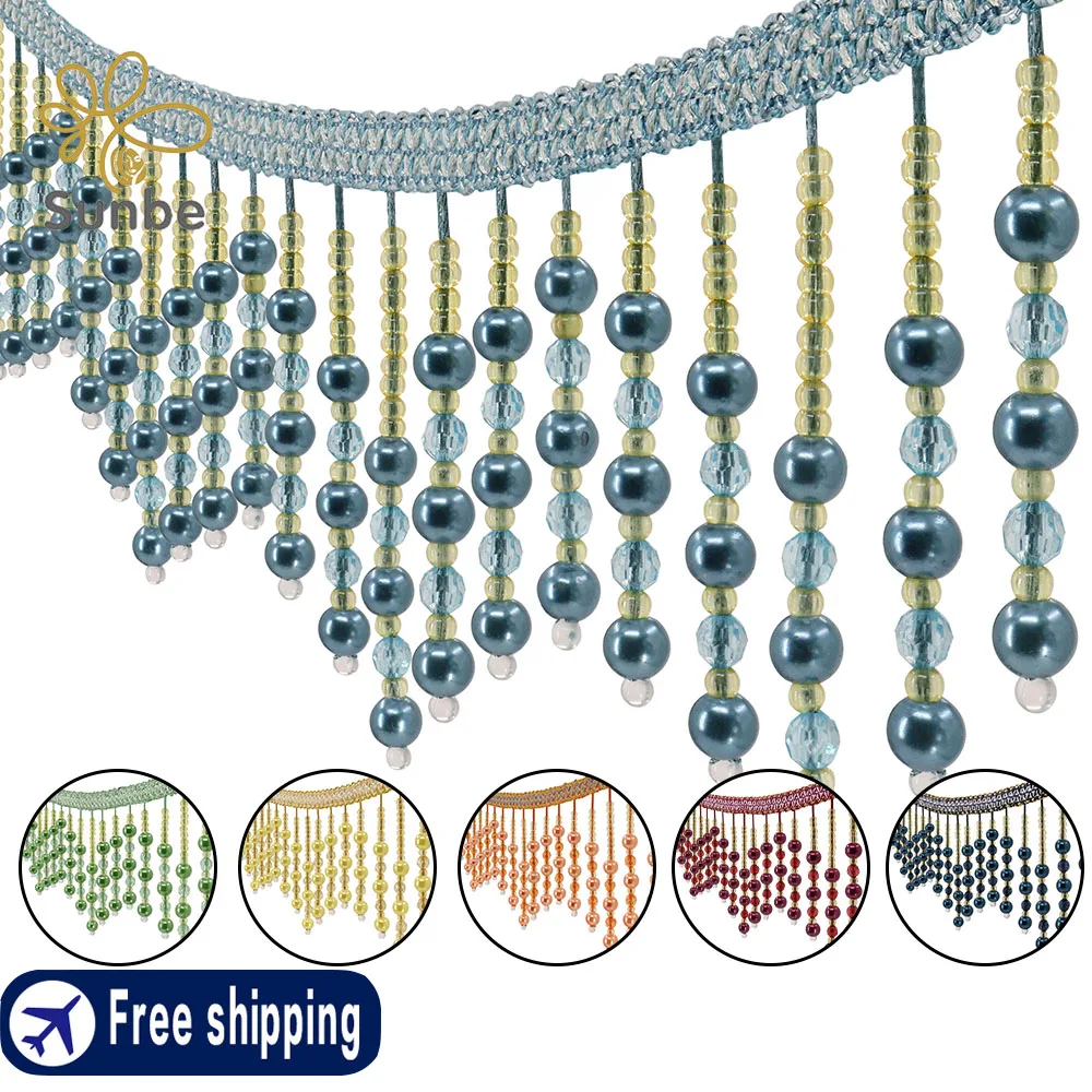 3 Yards Alternating Long Short Beaded Fringe Trim Multi Color for Clothing Tablecloth Home Decoration DIY Craft