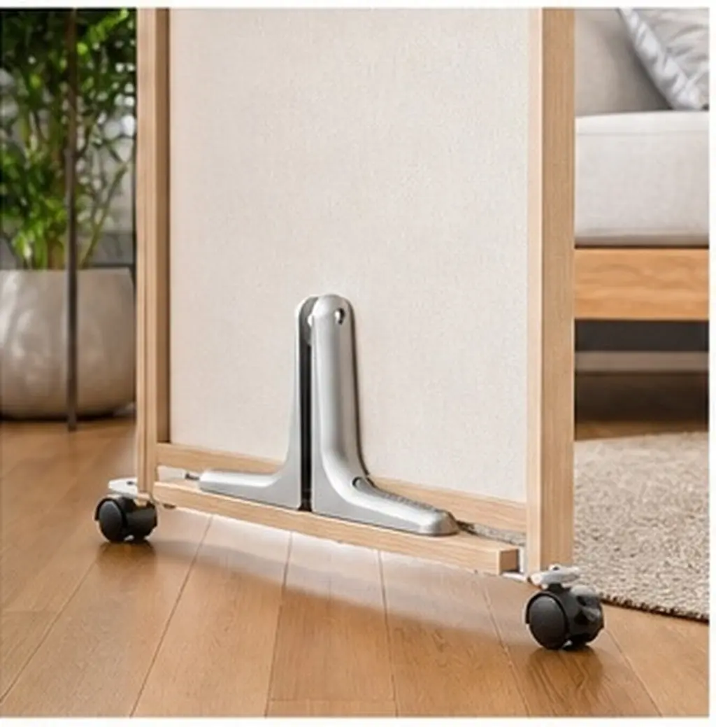 Thickened Room Divider Screen Holder with Wheels – Silver Movable Privacy Partition Base for Indoor Bathroom
