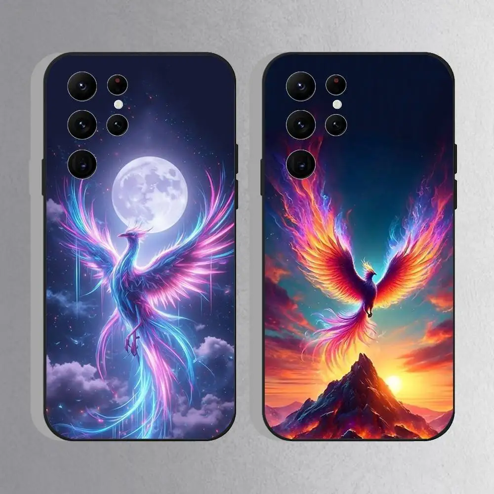 

Myth Art Phoenix Phone Case For Samsung S25,S24 Ultra,S20,S30 plus,S22 plus,S23,S30 Ultra 5G Silicone Black Shell