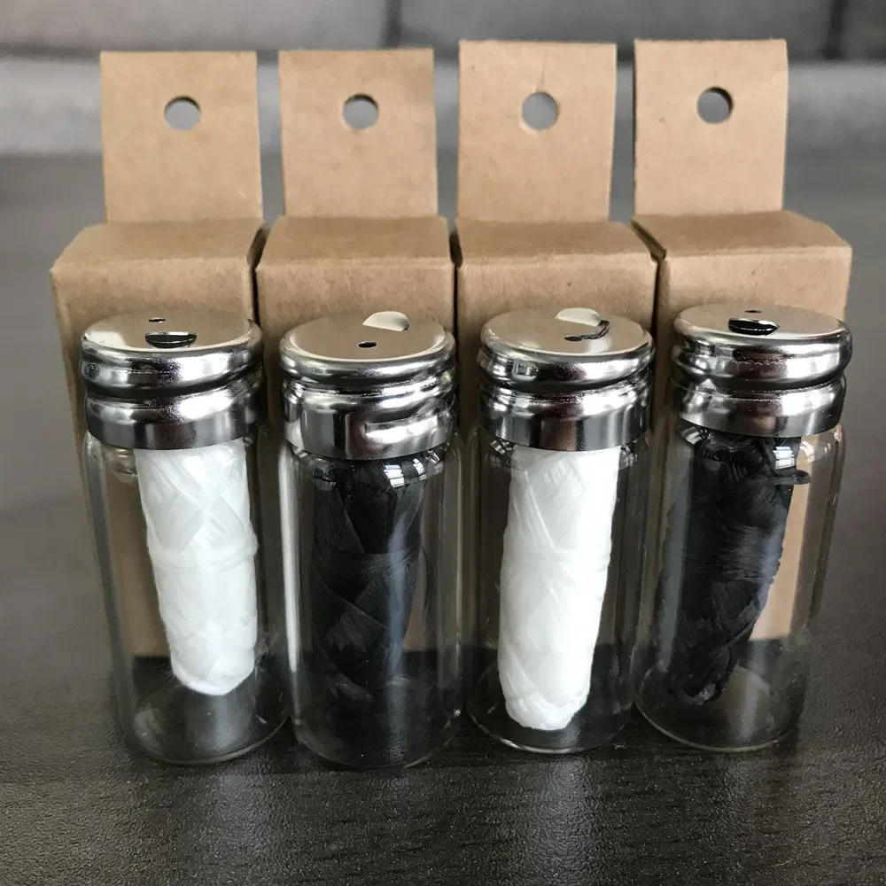 30m Biodegradable Bamboo Charcoal Dental Floss Refillable Glass Bottle Compostable Teeth Stain Removal Eco-Friendly Oral Care