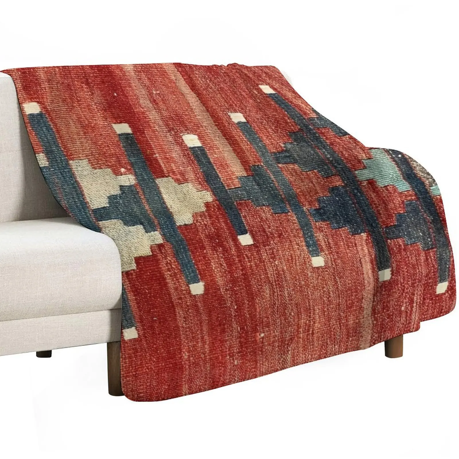 Vintage Kars Decorative Kilim, Navaho Weave, Woven Aztec Textile Throw Blanket Sofa Soft Hair Furrys Soft Plush Plaid Blankets