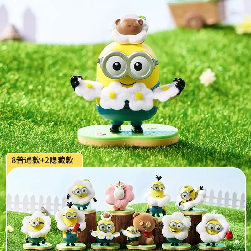 Anime Kawaii Blind Box Miniso Minions Flower Park Serie Verrassingscadeau Leuke Desktop Ornament Pvc Model Collectie Kerstcadeau Speelgoed