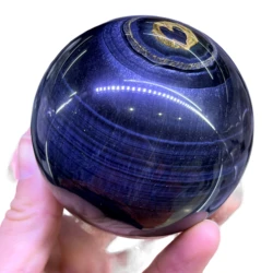Natural Blue Tiger Eye Jasper Ball Quartz Crystal Reiki Divination Home Energy Crystal