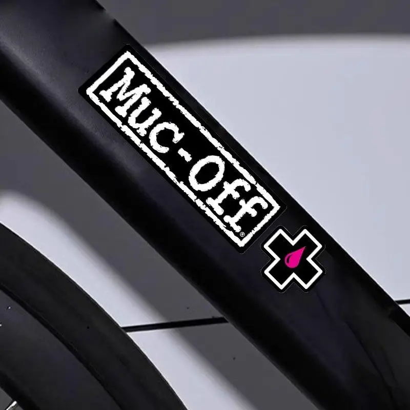 AliExpress NONE 2-Pack MUC-OFF Bicycle Stickers Waterproof Durable PVC Vinyl Decals Black White Text Pink Cross Design Scratch Resistant