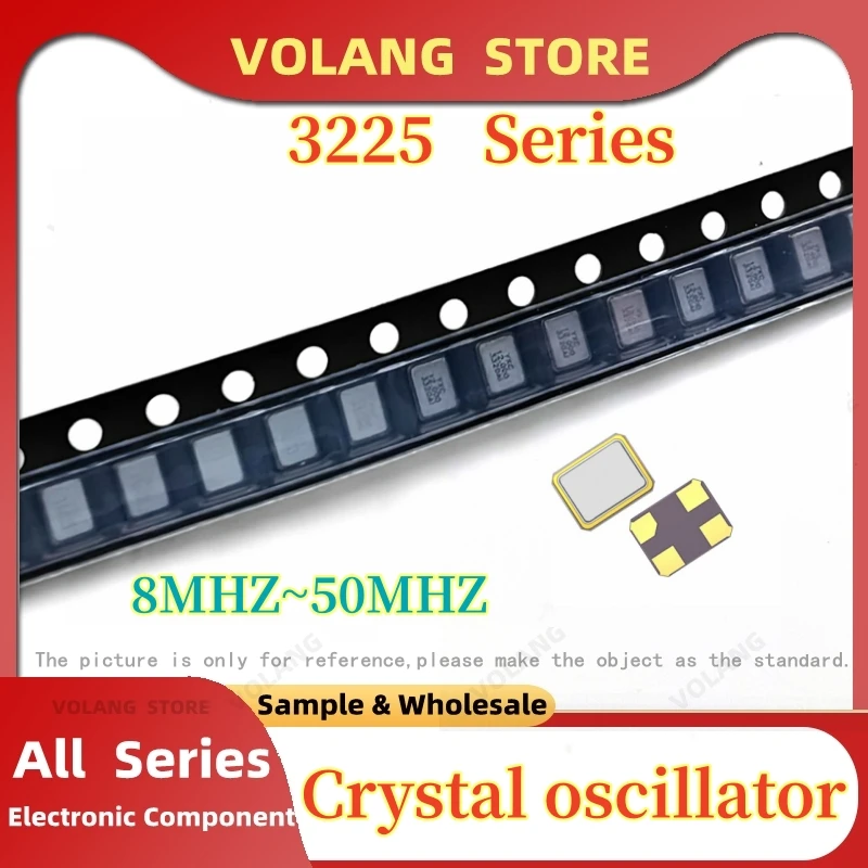 10Pcs SMD 3225 4Pin Passive Quartz Resonator Crystal Oscillator Metal 12.288MHZ 14.31818MHZ 16M 24MHZ 26M 27M 30M 32M 40M 48M 50