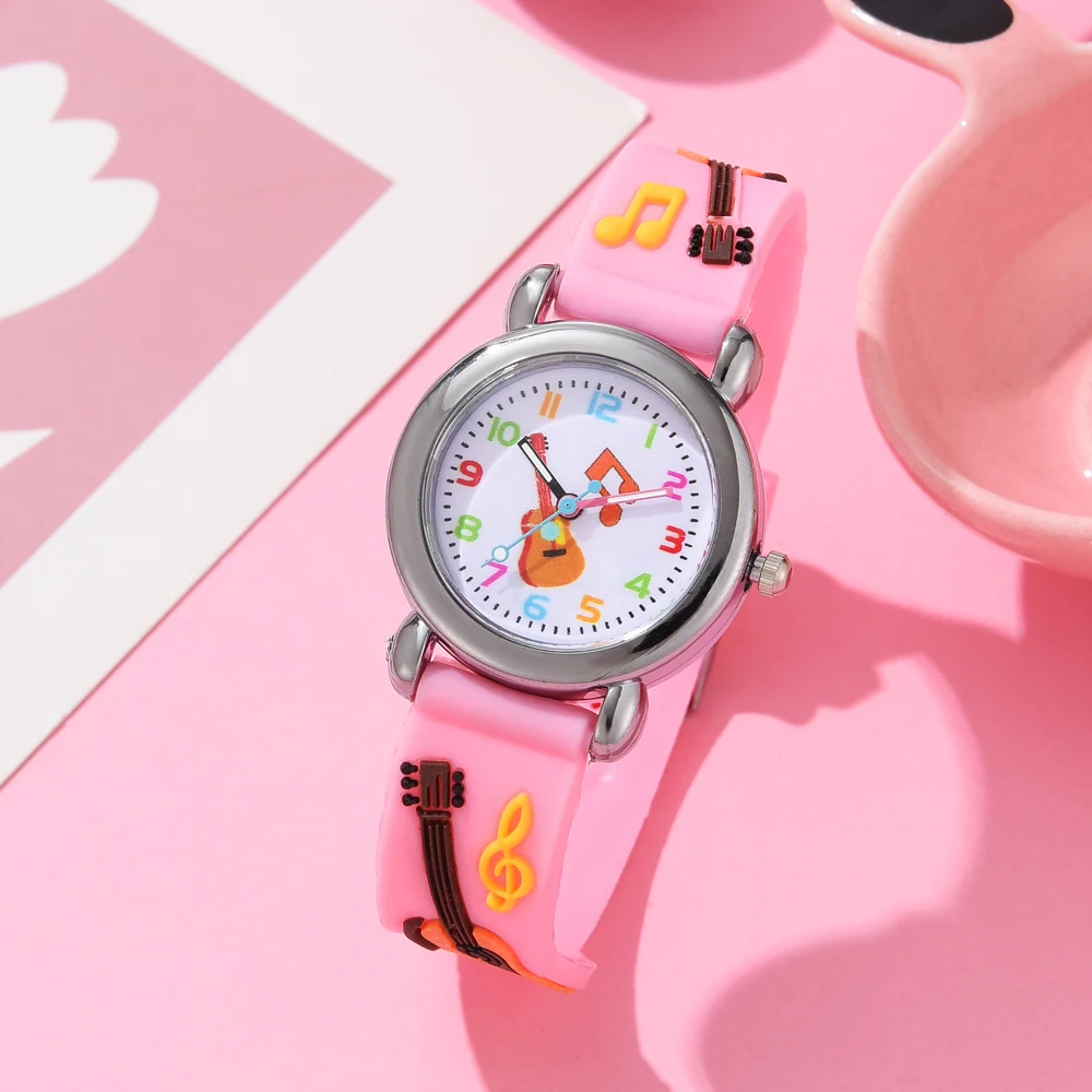 Kids Fashion Watches Cartoon Watches Pink Silicone Quartz Wristwatch Birthday Gift Girl Boy Children Study Time Girl Watch Clock