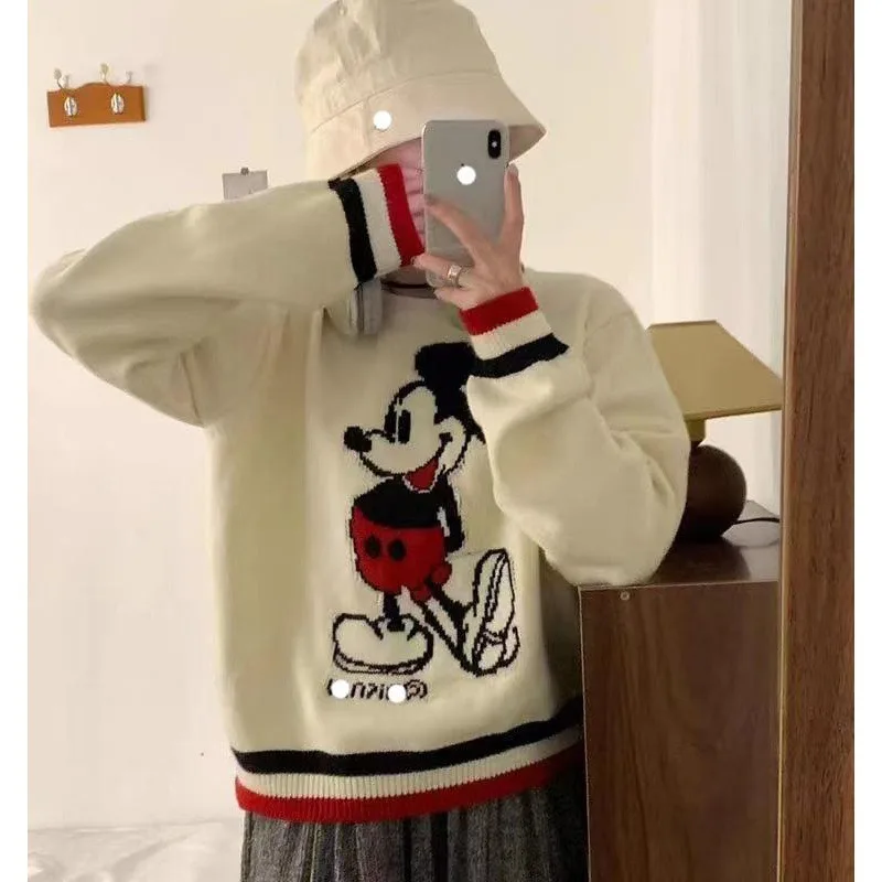 Dianey Anime Hoodie Mickey Sweatshirts Cotton Embroidery Pullovers for Women Coat Male Autumn and Winter Loose Wild Cute Tops