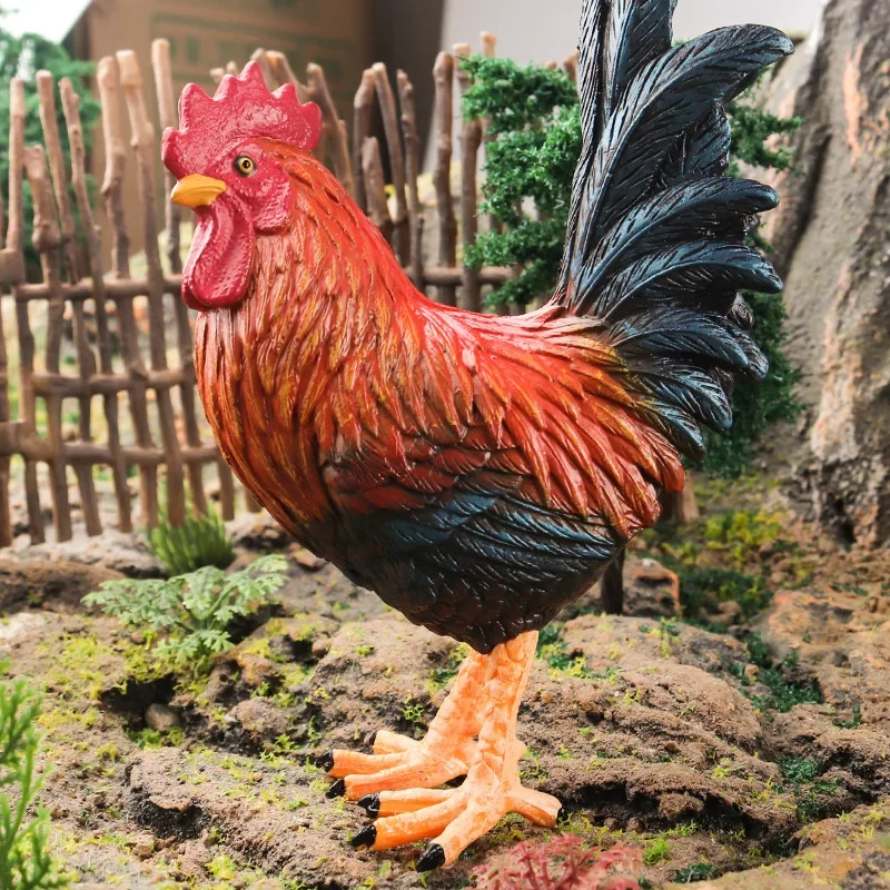 Fine Big Rooster Hen Poultry Animal Model Toy for Cognitive Learning and Decoration