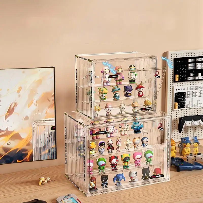 

Containerized Design Acrylic Organizer for Collectible Figures Blind Box jewelry 3-Layer HD Transparent Miniature Display Case
