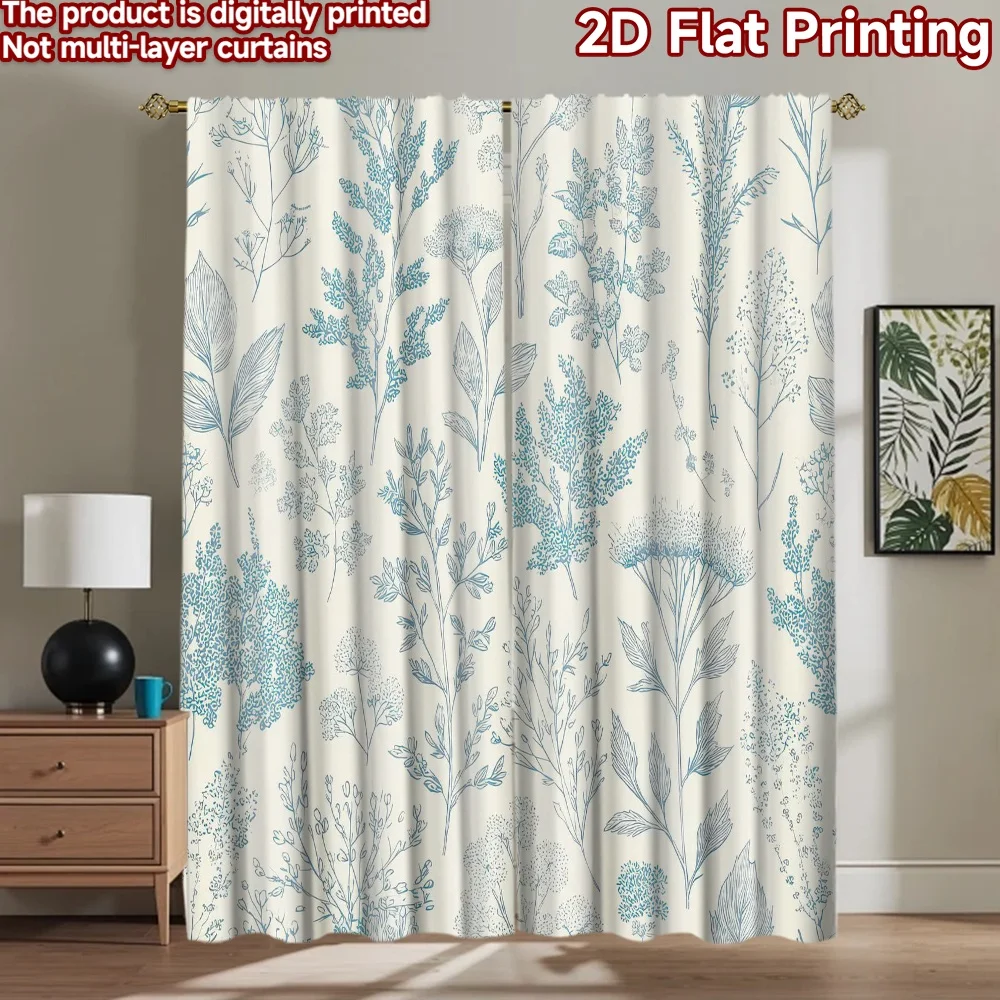

1pc 2D flat Photography Backdrop Popular Background cloth Blue Botanical Sketches 100% Polyester Anniversary for Holiday party